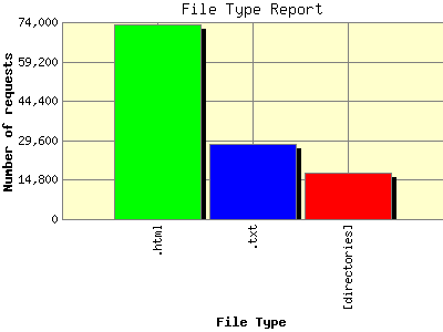File Type Report: Number of requests by File Type.